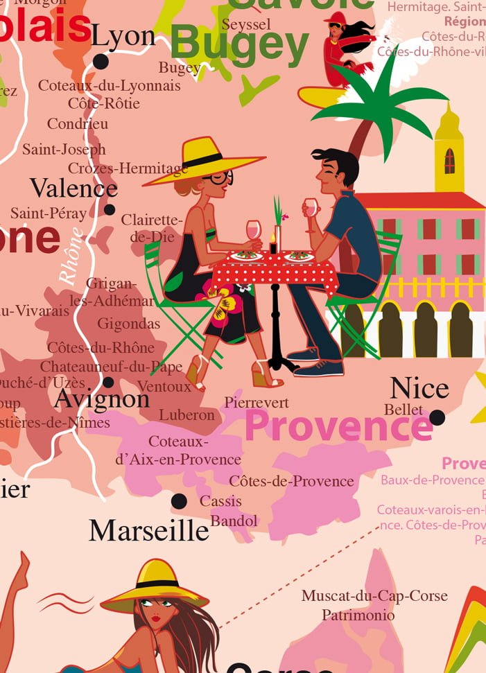 Affiche carte des vins de France par Solène Debiès
