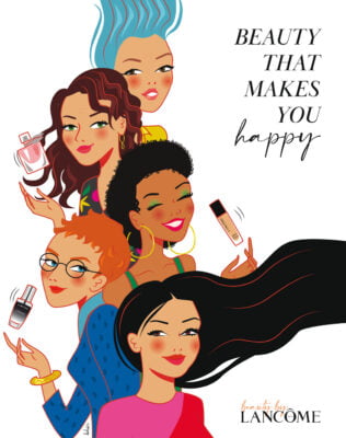 MyBeautyBy_layouts_v8 illustration beauty of 5 women for Lancôme US