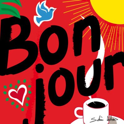 visual art du mot Bonjour