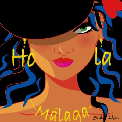 tête de femme espagnole avec un chapeau : hola Malaga