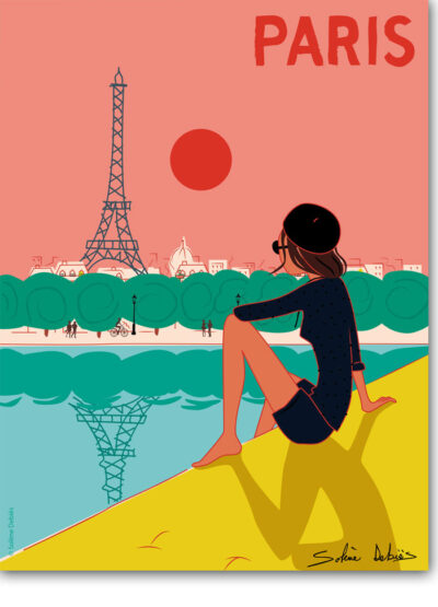 affiche d'un coucher de soleil sur Paris