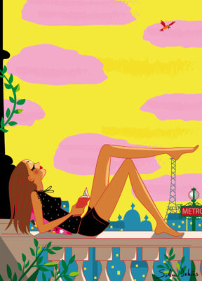 femme-pont-jaune-illustration femme-pont-jaune-illustration